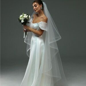 Elegant White Wedding Dress with Veil